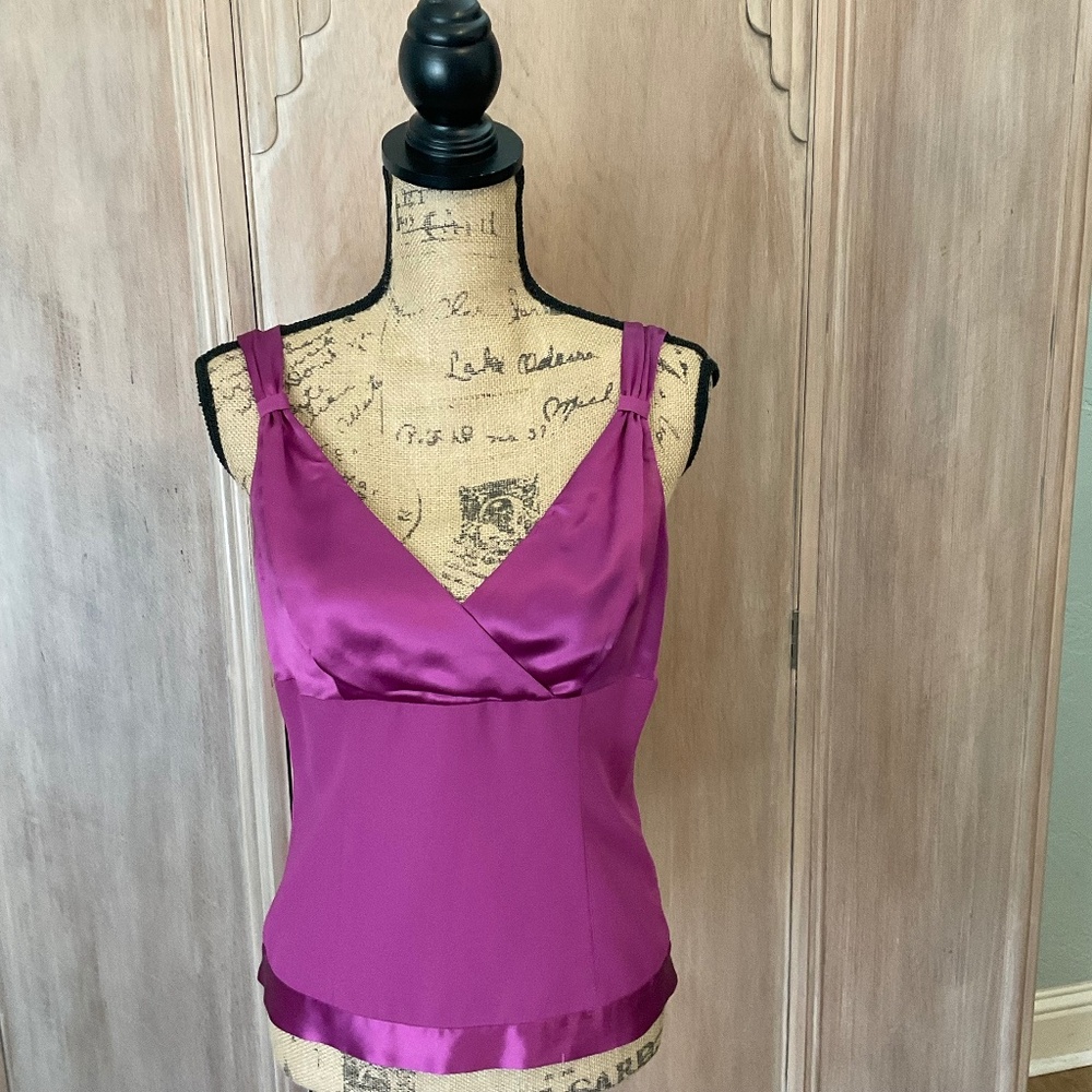 Vintage Kenneth Cole magenta Silk cami tank babydoll top tank size 8